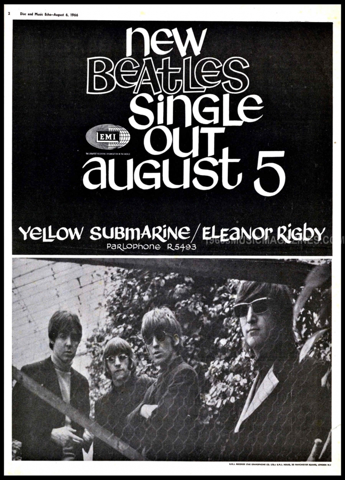 Yellow Submarine Eleanor Rigby Single By The Beatles