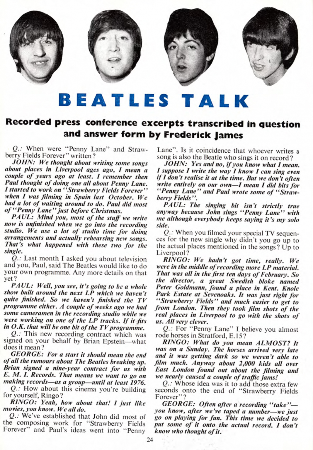 Press interview with The Beatles • March 1967 for The Beatles Monthly Book